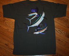 Original Guy Harvey fishing T-Shirt tee Men's Large 2004 swordfish fish New #GuyHarvey #GraphicTee Harley Davidson, Fishing, Tee Shirts