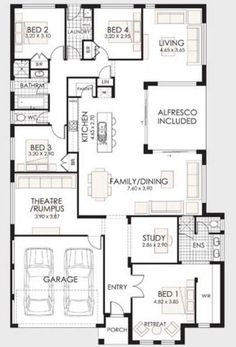 the floor plan for a house with two car garages and an attached living area