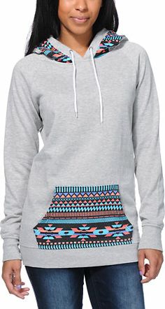 Empyre Girls Long Beach Tribal Print Grey Pullover Hoodie at Zumiez : PDP Hoodie Zumiez, Native Print, Basic Hoodie, Tunic Style, Grey Pullover, Women Hoodies Sweatshirts, Tunic Styles, Inspiration Mode, Print Pullover