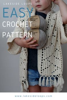 Crochet Kids Cardigan, Crochet Granny Square Clothes, Granny Square Clothes, Crocheted Kimono, Toddler Crochet Patterns, Kids Crochet Pattern