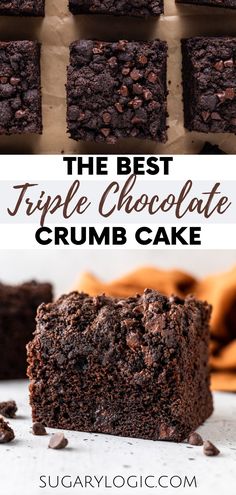 the best triple chocolate crumb cake is made with only three ingredients and it's so good to eat