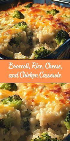 broccoli, rice, cheese and chicken casserole in a baking dish