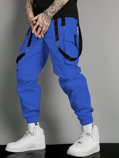 Men's Casual Solid Color Drawstring Cargo Pants Blue Street   Fabric Colorblock,Letter,Plain Cargo Pants Non-Stretch Spring/Summer/Fall Men Clothing, size features are:Bust: ,Length: ,Sleeve Length: Blue Hip Hop Cargo Pants, Blue Hip Hop Pants With Pockets, Streetwear Blue Cargo Bottoms, Baggy Blue Hip Hop Cargo Pants, Hip Hop Style Blue Bottoms With Cargo Pockets, Blue Baggy Hip Hop Cargo Pants, Blue Baggy Cargo Pants Hip Hop Style, Hip Hop Blue Bottoms With Cargo Pockets, Blue Cargo Bottoms For Streetwear