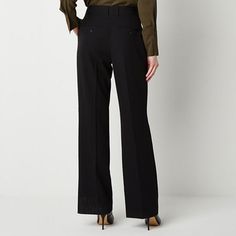 Deemed a Gotta-Have-It item for value you can count on every day! Perfectly tailored for your formal look, this pair of trousers from Worthington are cut in a high-rise to complement your silhouette. Made from a stretch twill-blend, these straight-leg pants are cut for a modern-fit with a flat-front finish, hook-and-eye with a zip closure, belt loops, and classic side and back pockets. Wear them with a blouse and heels.Front Style: Flat FrontFeatures: Stretch FabricClosure Type: Zipper, Hook & … High-waisted Work Pants For Office With Welt Pockets, Elegant Straight Leg Dress Pants For Office, Elegant Tailored Office Pants, Elegant Tailored Pants For Office, Elegant Career Trousers, Elegant Black Career Bottoms, Tailored Elegant Straight Leg Work Pants, Tailored Straight Leg Dress Pants For Career, Tailored Straight-leg Dress Pants For Career