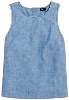 Sleeveless Cotton Denim Top For Work, Sleeveless Blue Denim Top For Work, Sleeveless Denim Blue Top With Buttons, Summer Blue Denim Top For Work, Blue Denim Top For Summer Workwear, Light Indigo Summer Tops With Button Closure, Light Indigo Tops With Button Closure For Workwear, Fitted Light Wash Top For Everyday, Light Indigo Button Closure Top For Everyday