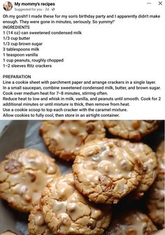 cookies with icing on them are sitting in a bowl next to a recipe card