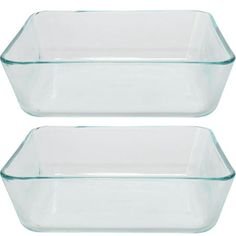 two glass baking dishes on a white background