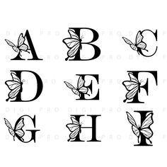 the letters and numbers are made up of butterflies, which appear to be drawn in black ink