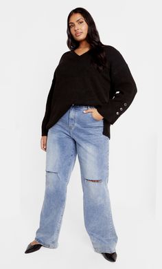 Jamie Sweater - black Strappy Mules, Plus Size Jumpers, Explore City, Culotte Pants, Denim Outerwear, Plus Size Outerwear, Lingerie Dress, Date Night Dresses, Feel Pretty