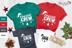 Cousin Crew Shirt, Cousin Christmas Shirts, Family Matching Christmas Shirt, Christmas Shirt, Christmas Matching Shirt, Christmas Lights Tee  HOW TO ORDER  → Please pick your t-shirt type and size. → Please pick your t-shirt color → Select the quantity → Click add to cart → We are choosing design colors(lettering color) depend on your shirt color. Black or White. If you have specific request for design color you can add a note to seller.  SIZE  → We have size chart on under t-shirt color charts.  ABOUT PPRODUCT  Soft Style T-shirts   MATERIAL CARE INSTRUCTION  → Inside out, wash with delicate cycle. → Lay flat to dry → Do not bleach → Do not iron directly onto the design → Do not dry clean.  PRODUCTION  → Processing time is 1-3 business days.  Shipping  → Domestic Shipping → First Class 2- Cousin Christmas Shirts, Christmas Vinyl Shirts Cousin, Family Matching Crew Neck T-shirt For Holiday, Friyay Shirt, Cheap Christmas Family T-shirt, Cheap Family Matching Holiday T-shirt, Family Matching Festive Crew Neck T-shirt, Christmas Shirts Family, Family Matching Christmas