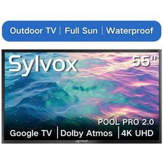 SYLVOX Smart TV Designed for Outdoor SYLVOX Pool Pro 2.0 series outdoor TV runs newest Google system. Google TV allows you free download apps, cast videos and pictures from other devices and easily find what to watch through your voice remote. News, sports, movies, music, or tv programmes, are all at your fingertips. Size: 55inch: 48.98x3.44x28.59 inch.  Color: Gray. 5 Year Plan, Sports Movies, Google Voice, Uhd Tv, Tv Design, Google Tv, Outdoor Tv, Screen Mirroring, Abandoned Cars