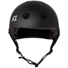 a black helmet that is on top of a white background