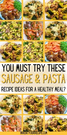 Pasta with sausage made 4 ways with different vegetables. pasta with sausage and broccoli | pasta with sausage and vegetables | italian sausage pasta with vegetables | pasta with italian sausage and vegetables Sausage And Broccoli Pasta, Sausage Dinners, Pasta Recipes For Dinner, Pasta With Italian Sausage, Sausage Meals, Ricotta Pasta Recipes, Sausage And Pasta