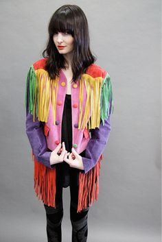 Vintage Moschino Suede Fringe Jacket by nakedcowgirl, via Flickr Vintage Fringe Jacket, Teddy Bear Dress, Bear Dress, Moschino Teddy Bear, Sparkle Outfit, Festival Jacket, Fringe Leather Jacket, Suede Fringe Jacket