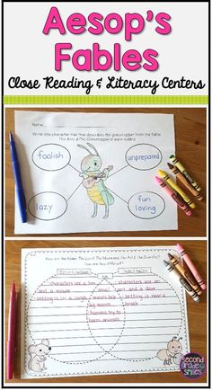 the aessop's tables activity for reading and writing