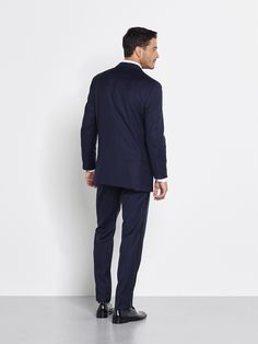 Navy Wool Suits For Business Casual, Evening Wool Suits With Notch Lapel, Wool Suits With Notch Lapel For Evening, Winter Evening Wool Suits, Navy Wool Suits For Formal Occasions, Navy Wool Suit For Business Casual, Navy Long Sleeve Suit For Formal Occasions, Navy Long Sleeve Suits For Formal Occasions, Blue Winter Evening Suits