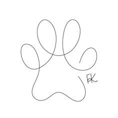 an animal paw with the letter k on it