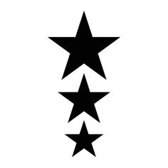 three black stars are shown in the shape of four pointed, straight and diagonal shapes