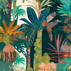 Watercolor Tropical Collage White 4 Poster Print - Ray Heere-VARPDXRAYHEE285140 Image 1 Tropical Collage, Collage Black, Watercolor Tropical, Hawaiian Art, Mural Wall, Striped Sheets, Botanical Pattern, Stock Paper, Fine Arts Posters