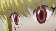 an anime character with blonde hair and big eyes looking at the camera, close up