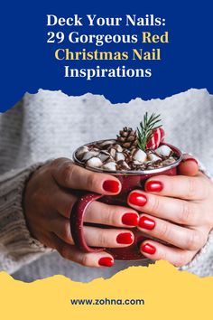 Let your nails be the star of the holiday season with striking red Christmas designs. Bold or classic, you're bound to dazzle! Strong Nails, Short Nail Designs, Christmas Nail