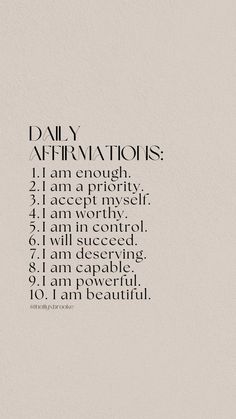 the words daily affirmations are written in black ink on a white paper