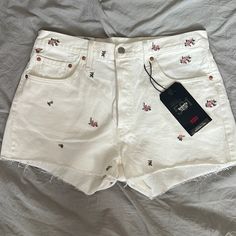 New With Tags Size 33 Levi’s Shorts White Levi's Shorts For Summer, Levi's White Shorts For Summer, Fitted White Levi's Shorts, Levi's White Short Bottoms, Levi's White Shorts, Levi's Summer Cotton Shorts, Levi's Summer Shorts For Spring, Levi Jean Shorts, Black Jean Shorts