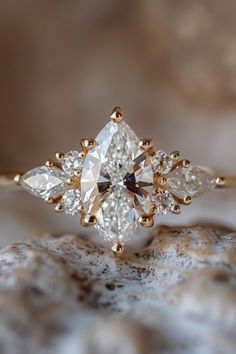 Celestial Diamond Engagement Ring Wedding Ring Diamond Shape, 8 Ct Engagement Ring, Woodland Fairy Engagement Ring, Almond Rings Engagement, Wedding Rings With Crystals, Engagement Rings Almond, Lotr Inspired Engagement Rings, Alternative Engagement Ring Stones, Celestial Engagement Rings