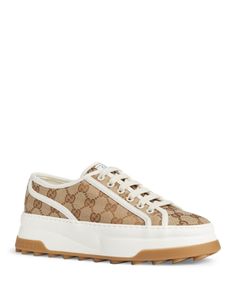 Gucci Women's Original Gg Low Top Platform Sneakers Designer Platform Sneakers With Rubber Sole, Gucci Low-top Cream Sneakers, Gucci Cream Low-top Sneakers, Luxury Gucci Sneakers, Designer Gucci Platform Sneakers With Round Toe, Gucci Designer Platform Sneakers With Round Toe, Gucci Luxury Sneakers With White Sole, Gucci Beige Low-top Sneakers, Luxury Gucci Sneakers With White Sole