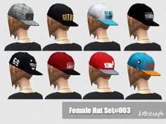 the female hats are all different colors