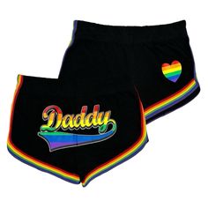 Brand New With Tags! Msrp $24.99 Size Medium Color: Black/Rainbow Elastic Waistband Curved Hem 100% Cotton Flat-Lay Measurements: Waist 14” Hips 17.5” Rise 10.5” Inseam 3” Multicolor Cotton Bottoms With Letter Print, Casual Rainbow Bottoms For Pride, Multicolor Letter Print Short Bottoms, Multicolor Letter Print Shorts, Sporty Multicolor Bottoms With Letter Print, Nike Skort, Rave Shorts, Rainbow Band, Black Nike Shorts