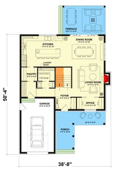 the floor plan for a house with three bedroom, two bathrooms and an attached garage