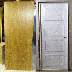 before and after pictures of an unfinished door