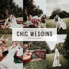 a collage of photos with the words chic wedding