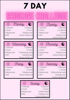 7 Day Skincare Routine Printable Planner Weekly Skincare - Etsy Skin Care Challenge, Weekly Skincare, Skin Cycling, Haut Routine, Routine Printable, Skin Care Routine Order, Basic Skin Care Routine, Perfect Skin Care Routine, Healthy Skin Tips