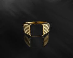 This Solid Gold Ring features engraving details that are polished, modern and stylish. Expertly made and intricately designed, SilverGates jewelry collection is presented in an array of contemporary and classic pieces. Made with carefully selected materials. ★Item Details * Material :18K GOLD & 18K ROSE GOLD & 18K WHITE GOLD & 14K GOLD & 14K ROSE GOLD & 14K WHITE GOLD & 10K GOLD & 10K ROSE GOLD & 10K WHITE GOLD * Total weight : 10K GOLD: 8-13 Grams 14K GOLD: 8-14 Grams 18K GOLD: 9-15 Grams * Rin Black Engraved Ring With Polished Finish For Formal Occasions, Formal Black Engraved Ring With Polished Finish, Modern Onyx Signet Ring For Anniversary, Modern Black Rings For Formal Occasions, Modern Yellow Gold Signet Ring With Black Enamel, Modern Black Signet Ring With Polished Edges, Luxury Black Engraved Ring For Formal Occasions, Elegant Black Enamel Engraved Ring For Formal Occasions, Luxury Black Signet Ring For Formal Occasions