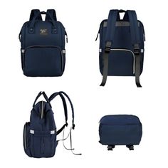 The Navy Solid Diaper Bag Backpack is a richly colored navy blue canvas bag that will help you and your little one easily move through your days. It is fashioned out of high quality canvas fabric that offers a layer of protection for the items inside. There are four compartments inside the bag that provide dedicated storage for various items. You'll also find a phone pocket to keep your phone within easy reach. On the side is a baby wipes pocket that makes them easy to access. In the back, you'l Blue Canvas Bag With Zipper Pocket For School, Blue Canvas Backpack For Travel, Blue Travel Canvas Backpack, Blue Canvas Travel Backpack, Blue Backpack Diaper Bag For Everyday Use, Blue Multifunctional Backpack With Large Capacity, Blue Multifunctional Large Capacity Backpack, Multifunctional Large Capacity Blue Backpack, Large Capacity Navy Bag For School