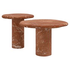 two tables made out of marble on white background