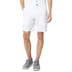 Made Of A Performance Based Woven Fabric, The Johnnie-O Calcutta Performance Golf Shorts Look Good And Feel Even Better. Regular Fit. Stretch Performance Woven Shorts. Zip-Fly And Snap Button Closure. Belt Loops On The Waistband. Two Side Slash Pockets. Welt Back Pockets With Magnetized Closures. 67% Polyester, 25% Cotton, 8% Spandex. Machine Wash, Tumble Dry. Imported. Measurements: Waist Measurement: 32 In Outseam: 19 In Inseam: 9 In Front Rise: 10 In Back Rise: 12 In Leg Opening: 16 In Produc Cotton Golf Bottoms With Built-in Shorts, White Bermuda Cotton Bottoms, Casual Spring Golf Bottoms, Sporty Golf Bottoms For Spring, Cotton Bottoms With Built-in Shorts For Golf, Sporty White Golf Shorts, White Bottoms For Golf In Spring, White Spring Golf Bottoms, White Shorts With Pockets