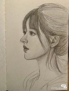 a pencil drawing of a woman's profile