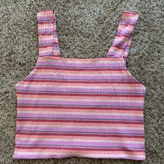 American Eagle Womens Striped Crop Top Size Large This Crop Top Is Brand New Never Used! Size Was Too Big For Me But Fits True To Size (I Am A Size Medium). Colors Are Very Cute And Perfect For Summer! Pink Cropped Tank Top For Spring, Pink Cropped Crop Top For Spring, Trendy Pink Crop Top Tank Top, Trendy Pink Cropped Crop Top, Trendy Pink Cropped Top, Trendy Pink Tank Top, Pink Cotton Crop Top Tank, Casual Pink Cropped Tank Top, Pink Fitted Casual Tank Top