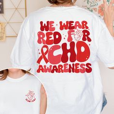 We Wear Red For Chd Awareness Shirt, Heart Disease Awareness Shirt, Red Ribbon, Heart Warrior Shirt, Cardiology Shirt, Chd Warrior Shirt Note: For Different Color From Colors List Please "Message us or leave a note" MATERIAL UNISEX T-SHIRT * Our shirts are composed of 60% cotton and 40% polyester for your comfort. SIZE CHART * Feel free to refer to our size chart for the ideal fit of your t-shirts. * Explore a diverse range of sizes designed to accommodate every member of your family. UNISEX SIZING CHART Small: Length 28" - Width 18" (4-6) Medium: Length 29" - Width 20" (6-10) Large: Length 30" - Width 22" (10-14) XL: Length 31" - Width 24" (14-18) 2XL: Length 32" - Width 26" (18-20) 3XL: Length 33" - Width 28" (20-22) All measurements are approximations. Shirts may be within 1" of the dim Hosa Shirts Designs, Heart Warrior Svg, Heart Health Awareness Shirts, Chd Awareness Shirt, Chd Warrior, Heart Warrior Shirt, Congenital Heart Defect Awareness, Awareness Tshirts, Heart Warrior