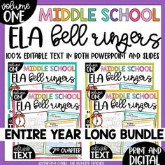 the middle school ela bell ringers bundle