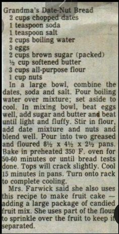 an old recipe is shown in the newspaper