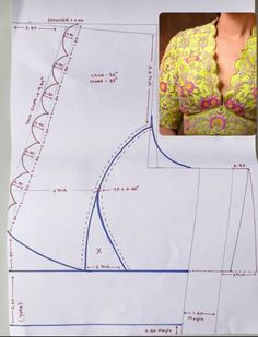 a woman's dress pattern on top of a piece of paper