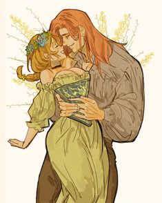 a drawing of a man holding a woman in his arms