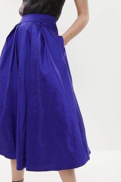 Taffeta Full Midi Skirt - Blue - This richly toned taffeta skirt feels just right for special occasions. Promising soft structure, it features a high-waisted fit, side pockets and endless elegant appeal. Long Navy Lurex Skirt, Luxury Blue Midi-length Bottoms, Cheap Mid-rise Blue Skirt, From Rachel Purple Midi Skirt, Luxury Blue Pleated Chic Skirt, Luxury Blue Pleated Maxi Skirt, Luxury Blue Fitted Pleated Skirt, Luxury Blue Chic Pleated Skirt, Luxury Blue Silk Skirt