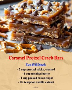 No Bake Caramel Pretzel Cracker Bars, Carmel Pretzel Bark, Candy Homemade, Caramel Cookies Bars, Easy Candy Recipes, Christmas Baking Recipes