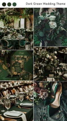 green wedding theme with gold accents and greenery