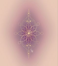 an abstract purple and gold design on a pink background